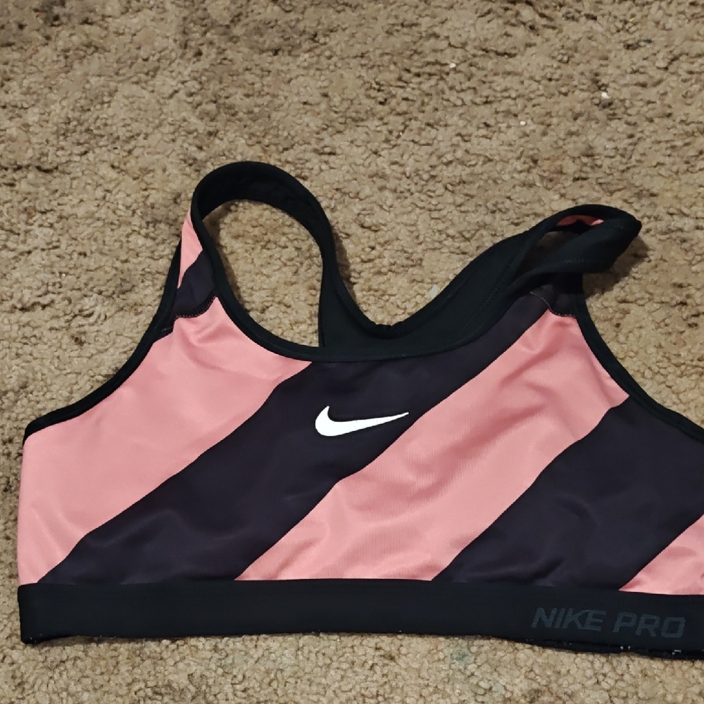 Nike Women's Pink and Black Swim Top